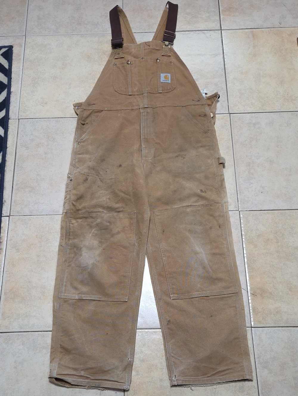 Carhartt Tan Workwear Canvas Bib Overalls 38x30 Unlined